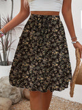 Jupe à Fleurs - Noir