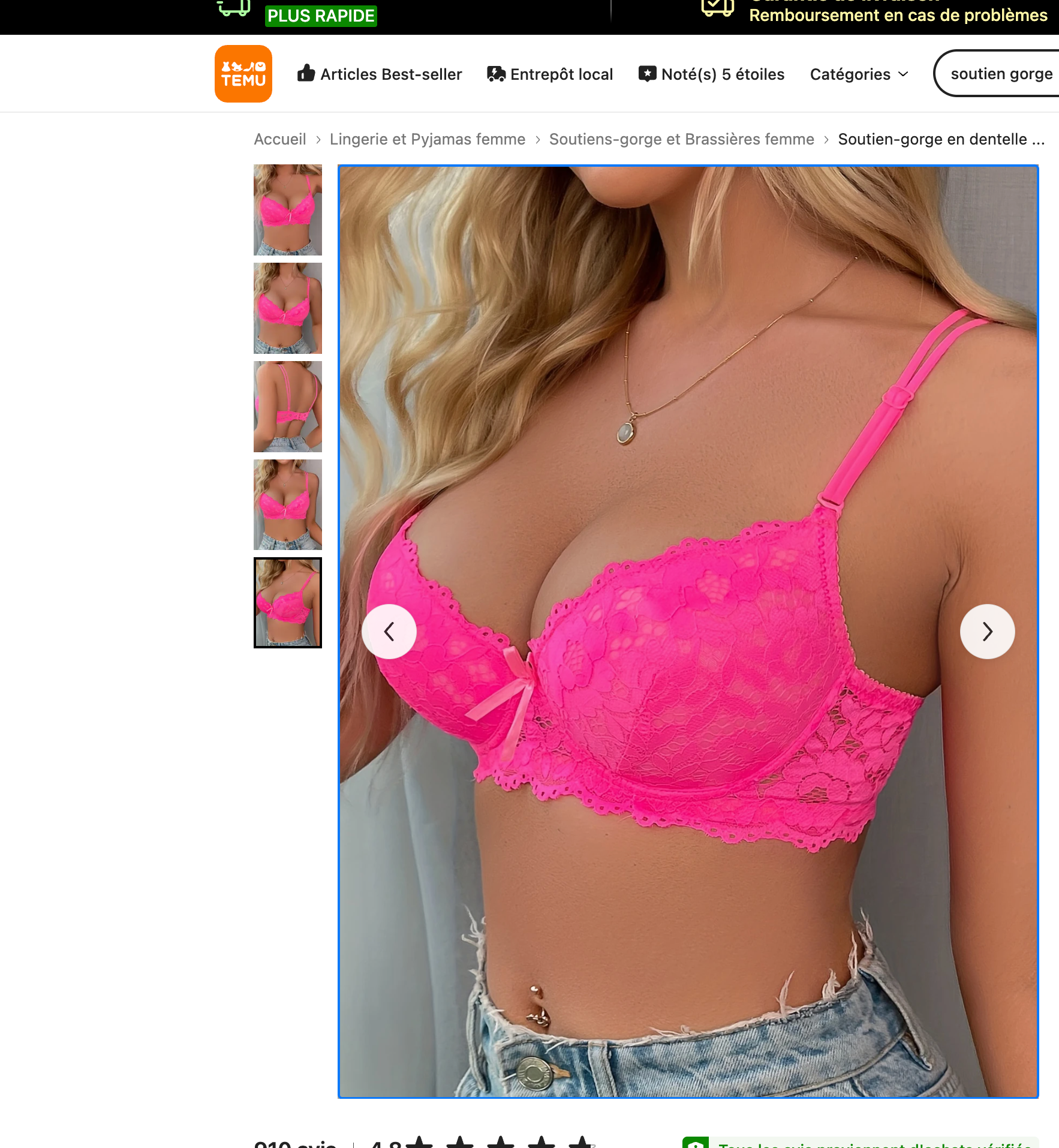 Soutien-Gorge Dentelle - Rose